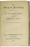 KANT, IMMANUEL.  Zum ewigen Frieden. Ein philosophischer Entwurf.  1795